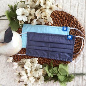 NEW! 2 PACK Cloth Face Mask - Coral Blue & Oyster